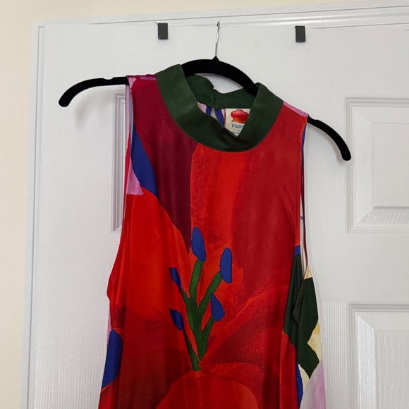 Farm Rio for Anthropologie Halter Maxi Floral Sleeveless Dress w Pockets Size L - Picture 11 of 14